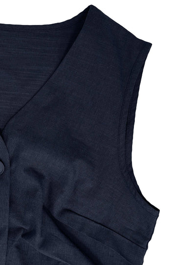 Navy 2-delt Satin ærmeløs Kvinder Galladragter